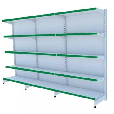 Imagem de Gondola Parede 170 Fit Ate 3 Metros Branco 15 Bandeja Pe Verde - AMAPÁ