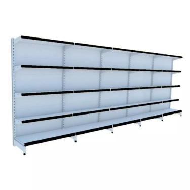 Imagem de Gondola Parede 202 Fit Ate 5 Metros Branco 25 Bandeja Pe Preto - AMAPÁ