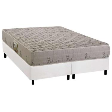 Imagem de Cama Box Queen: Colchão Espuma D33 Herval Cannes + Base Crc Corano White (158x198)