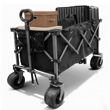 Imagem de Carrinho dobrável estendido, capacidade de peso de 199 kg, carrinho utilitário grande com rodas, carrinho de compras dobrável para acampamento, mercearia, jardim - carrinho portátil de grande
