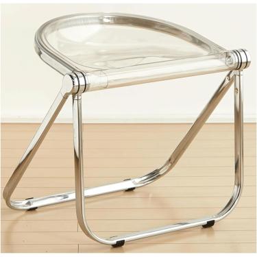 Imagem de Cadeira De Jantar De Plástico, Cadeira De Cozinha Moderna Sem Braços Com Estrutura De Metal E Almofadas Antiderrapantes, Cadeira Dobrável Para Sala De Jantar, Clear