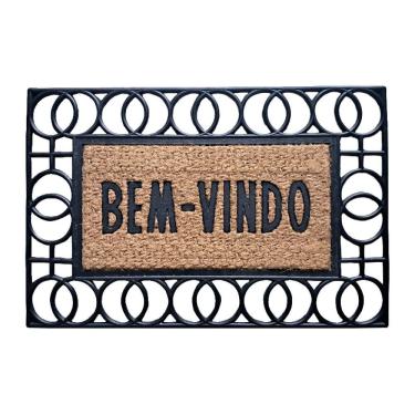 Imagem de Capacho De Poa Borracha Frame Circulos 60x40cm - Uzoo Capacho Fibra Emborrachado Frame 60x40cm Circulos