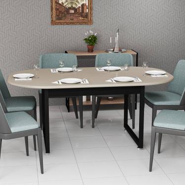 Imagem de Mesa De Jantar Oval 6 Lugares Base de Ferro Para Sala De Estar E Cozinha