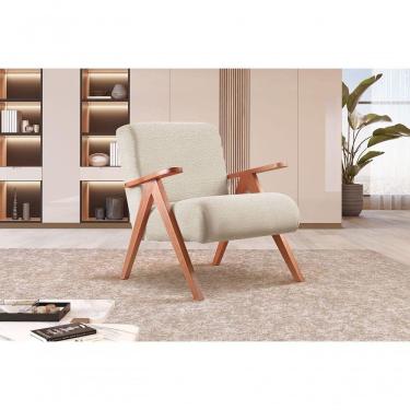 Imagem de Poltrona Braço De Madeira Laguna bouclé Nude 400