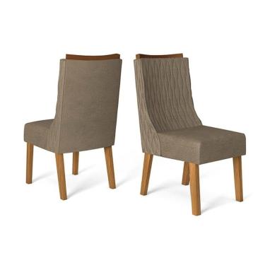 Imagem de Kit 2 Cadeiras De Cozinha Jade Carvalho Nobre-suede Pecan - Dj Móveis