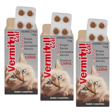 Imagem de Vermitril Cats Antipulgas carrapatos sarnas E vermes 12 comprimidos sabor carne