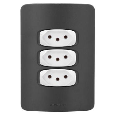 Imagem de Conjunto 3 Tomadas 10A - Gracia Black Maxx / Branco - Alumbra