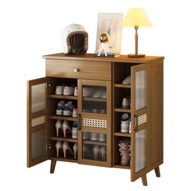 Imagem de Armário de armazenamento de sapatos para 12-29 pares, armário de armazenamento de sapatos de bambu de 4/5/8 níveis, sapateira independente para entrada, fácil montagem, para corredor, sala de estar