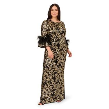 Imagem de Adrianna Papell Vestido feminino bordado com lantejoulas, Preto/dourado, 50