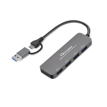 Imagem de Hub USB, divisor USB 3.0 de 4 portas, extensor de hub de porta USB, hub USB C 1 em 4 saídas para laptop, PC, hub USB A, extensor de porta USB 3.0, hub USB C, plug and play