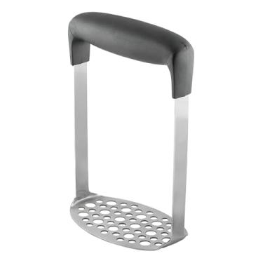 Imagem de Amassador Espremedor de Batatas, Legumes, Feijão e Mandioca Manual em Aço Inox – Cabo Preto Reforçado, Resistente, Ideal para Purê e Alimentos Cozidos