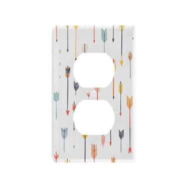 Imagem de Blueangle Placa de parede com setas coloridas e duplex, tamanho padrão, placas de cobertura de tomada elétrica de 1 gangue para decoração de quarto de escritório em casa, 4,53 x 2,76 polegadas (452)