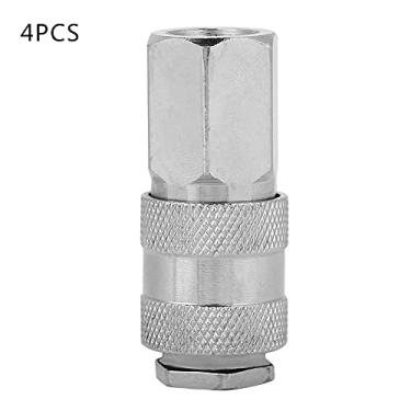 Imagem de Rosca fêmea Mangueira de ar Encaixe de tubulação Conector de acoplamento Adaptador de junta 1/4 ”NPT BSPT Cobre sólido Ferro Niquelagem Anticorrosão Durável para ferramentas (Estilo UE)