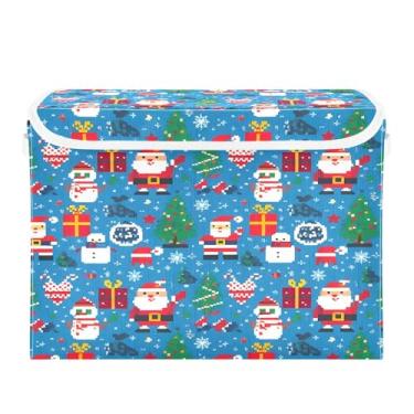 Imagem de SEHANY Cestas de armazenamento de Papai Noel de Natal com tampas, organizador de caixas de armazenamento de tecido para armário de roupas, cobertor de escritório, berçário, 42 x 32 x 30 cm