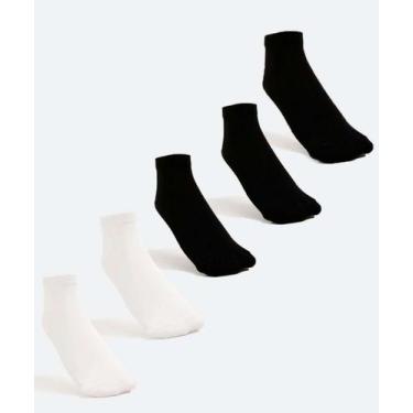 Imagem de Kit 5 Pares Meias Soquete Feminina Marisa-18238, 34/39, Branco