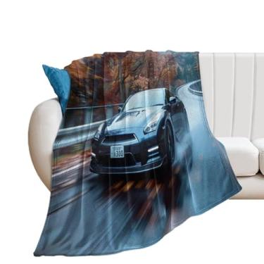 Imagem de HouLaiZhe Cobertor Super Macio Flanela JDM R35 Motion Blur Leve Cobertor de Refrigeração para Sofá-Cama Cadeira Sofá Carro Viagem ao Ar Livre Leve Quente 152 cm x 203 cm
