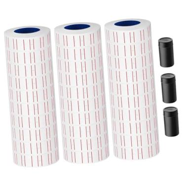 Imagem de MERIGLARE 30 rolos (15.000 unidades) de etiquetas adesivas brancas com promocionais para rotuladora MX-5500, com 3 rolos de tinta de recarga para