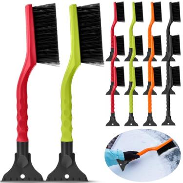 Imagem de Uiifan Conjunto de escovas de neve de carro de 12 peças de 40,6 cm, raspador de gelo e escova de neve para para-brisas de carro, cabeça de cerdas macias, ferramenta de remoção de inverno 2 em 1 para
