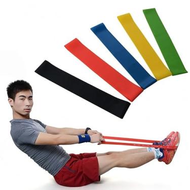 Imagem de Kit 5 Faixas Elasticas de Exercício Mini Band – 5 Niveis de Resistencia – Faixas Treino em Casa, Gluteos, Faixas Pilates, Yoga, Fitness, Treino Crossfit – Faixa para exercicios.