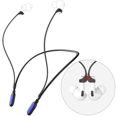 Imagem de Alça magnética ultra forte compatível com Airpod Pro Cordão esportivo antiperda compatível com AirPods 4 3 2 1 Pro 3 2 1, preto com azul escuro