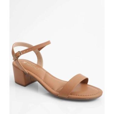 Imagem de Sandália Feminina Salto Grosso Via Uno Marrom-11020, Marrom, 35