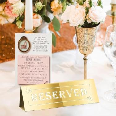 Imagem de 1 peça Tenda de mesa de reserva de hóspedes, placas de assento reservadas de dupla face à prova d'água para casamento, festa de aniversário, restaurantes, cadeira de reunião