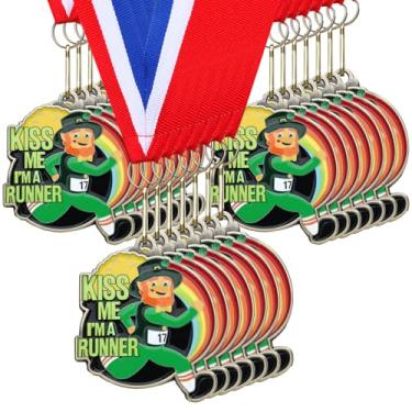 Imagem de Loetere 20 medalhas de corrida do dia de São Patrício 5.1 cm prêmios de medalha de troféu de metal com fita para adultos festival festa ornamento competições prêmios