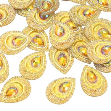 Imagem de PATIKIL Strass olho de cavalo, 18 x 25 mm, 30 peças de gota de lágrima costurados em strass olho de pavão flatback água resina pedras para decoração faça você mesmo artesanato roupas sapatos bolsas