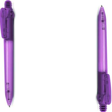 Imagem de Genérico Caneta Esferográfica Retrátil, Plástico Translúcido, Grip Emborrachado, Ponta Touch Screen, Escrita Azul, 14,5cm, Estilo Moderno, para Escritório (Kit 2 Roxo)