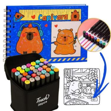 Imagem de Kit Bobbie Goods Capivara + 36 Canetinhas Ponta Dupla Touch