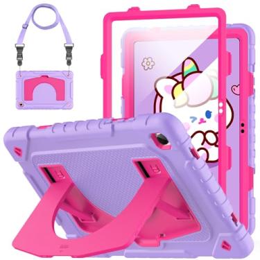 Imagem de OKP Capa para tablet Samsung Galaxy Tab A9+ Plus 2023/A11 Plus 2025, resistente à prova de choque de 11 polegadas Galaxy A9+/A11+ com protetor de tela integrado, alça de ombro, suporte, roxo + rosa