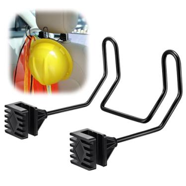 Imagem de Gulfmew Pacote com 1 suporte de chapéu rígido de gancho duplo para caminhão, capacete rígido de metal resistente, cabide ajustável para encosto de cabeça de veículos, acessórios essenciais