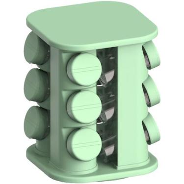 Imagem de Porta Temperos Unitermi Giratório Completo C/ 12 Potes Condimentos Coz