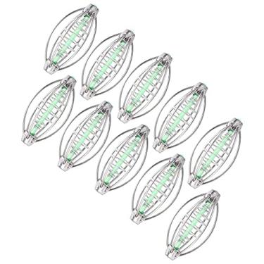 Imagem de equlup Alimentador de pesca, 10 peças, alimentador de pesca de mola de aço inoxidável, armadilha, alimentador de isca, suporte de cesta, isca de peixe, acessório de gaiola (M 18g)
