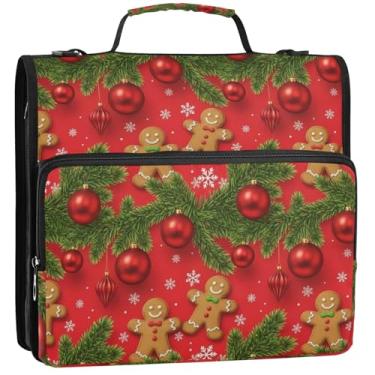 Imagem de Pasta organizadora de fichários masculinos Gingerbread com zíper de 3 cm com alça de ombro grande, vários bolsos, pasta grande para portfólio, 34,5 x 31,5 x 9 cm