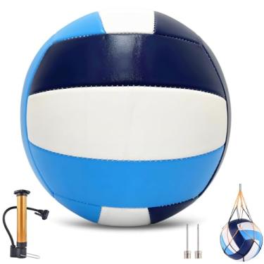 Imagem de UNISHOW 1 pacote com 5 bolas de voleibol, bolas de vôlei recreativas à prova d'água macias com bomba e bolsa de rede para uso interno e externo, praia, piscina, areia para iniciantes e adolescentes