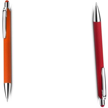 Imagem de Caneta Esferográfica Executiva em Alumínio Reciclável, Escrita Azul, Ponta Touch, Corpo Cilíndrico, Acabamento Fosco, Refil Parker, 14cm (Laranja e Vermelho)