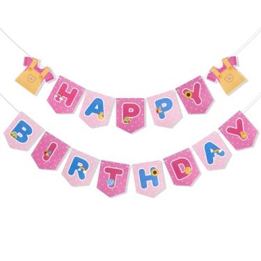 Imagem de Banner de Aniversário para Professora em Desenho Animado, Pré-Montado Decorações Banner Rosa Meninas Painel Fundo com Tema Feliz Aniversário Professora para Comemoração em Sala de Aula