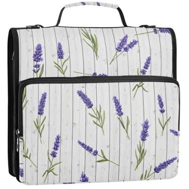 Imagem de Pastas de 3 anéis de madeira branca com 3 anéis de 3,8 cm com zíper, bolsa organizadora de fichários escolares com alça de ombro, portfólio e estojo para pasta de anel, 34,5 x 31,5 x 9 cm