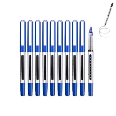 Imagem de GZBABY Canetas esferográficas de ponta fina, 10 peças, caneta esferográfica de secagem rápida, caneta de gel para assinatura de escrita, 0,5 mm, grande volume (azul)