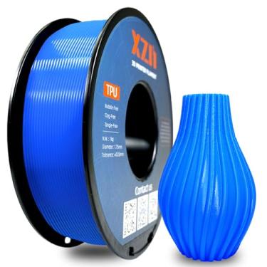 Imagem de Filamento TPU 95A 1,75 mm, consumíveis flexíveis macios para impressora 3D, precisão dimensional +/- 0,03 mm, carretel de 1 kg (azul)
