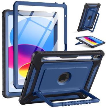 Imagem de Akkerds Capa para iPad A16 11ª geração 2025 - Capa para iPad 10ª geração 2022 de 10,9 polegadas com suporte para lápis - protetor de tela e suporte - capa protetora resistente - azul