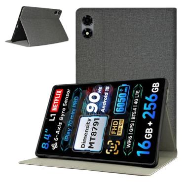 Imagem de Capa para ALLDOCUBE iPlay 70 Mini Pro, capa para tablet KONXISA com material de poliuretano + TPU premium, antiarranhões, à prova de choque e proteção total, capa protetora com ajuste dobrável, cinza