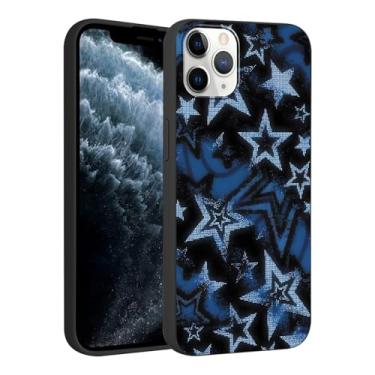 Imagem de Vulfwela Capa de telefone para iPhone 11 Pro Max 16,5 polegadas Cool Trendy Black Stars Capa protetora à prova de choque para mulheres e meninas