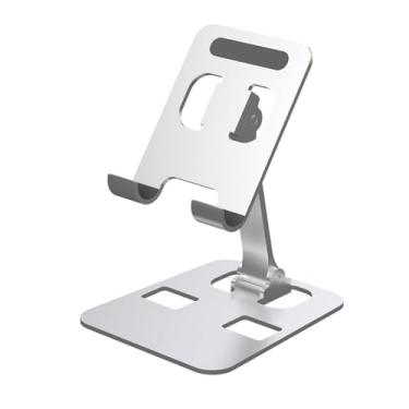 Imagem de ZJchao Ângulo Ajustável Dobrável Suporte do Telefone Móvel Suporte de Mesa Tablet para Escritório Em Casa Viagem Liga Alumínio Silicone (Prata)