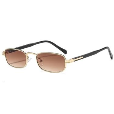 Imagem de Óculos de Sol com Armação Pequena de Metal, Proteção UV400, para Esportes ao Ar Livre, Corrida e Ciclismo, Cor Chá Dourado