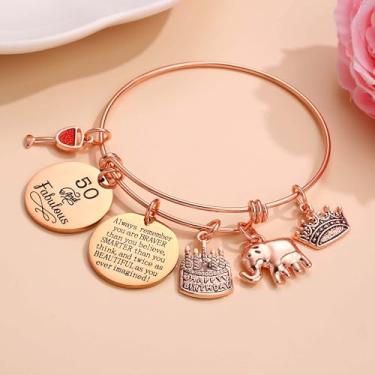 Imagem de Presente de aniversário para filha, irmã, amiga, mãe, avó, pulseira feminina, lua, borboleta, coração, pulseira, 5, 6, 7, 8, 9, 11 anos, 10, 20, 30, 40, 50 anos, presente inspirador, joia de ouro rosa