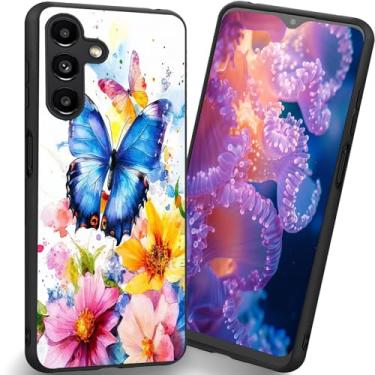 Imagem de RUUHLJLET Projetada para Samsung Galaxy A17 5G de 6,7 polegadas, a capa fosca macia oferece proteção total (flor borboleta aquarela)