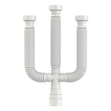 Imagem de Sifão Tubo Extensível Triplo Universal Multiuso Pvc Branco - Roddex