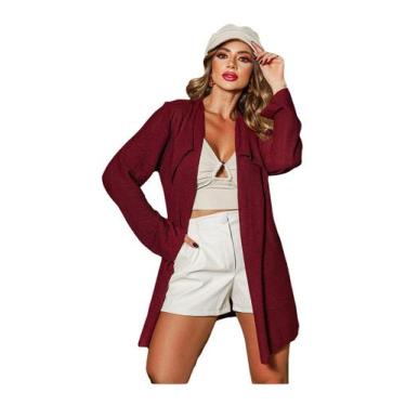 Imagem de Kimono Feminino Casaco Tricot Cardigan Básico - EUC STORE, Vinho, Únic